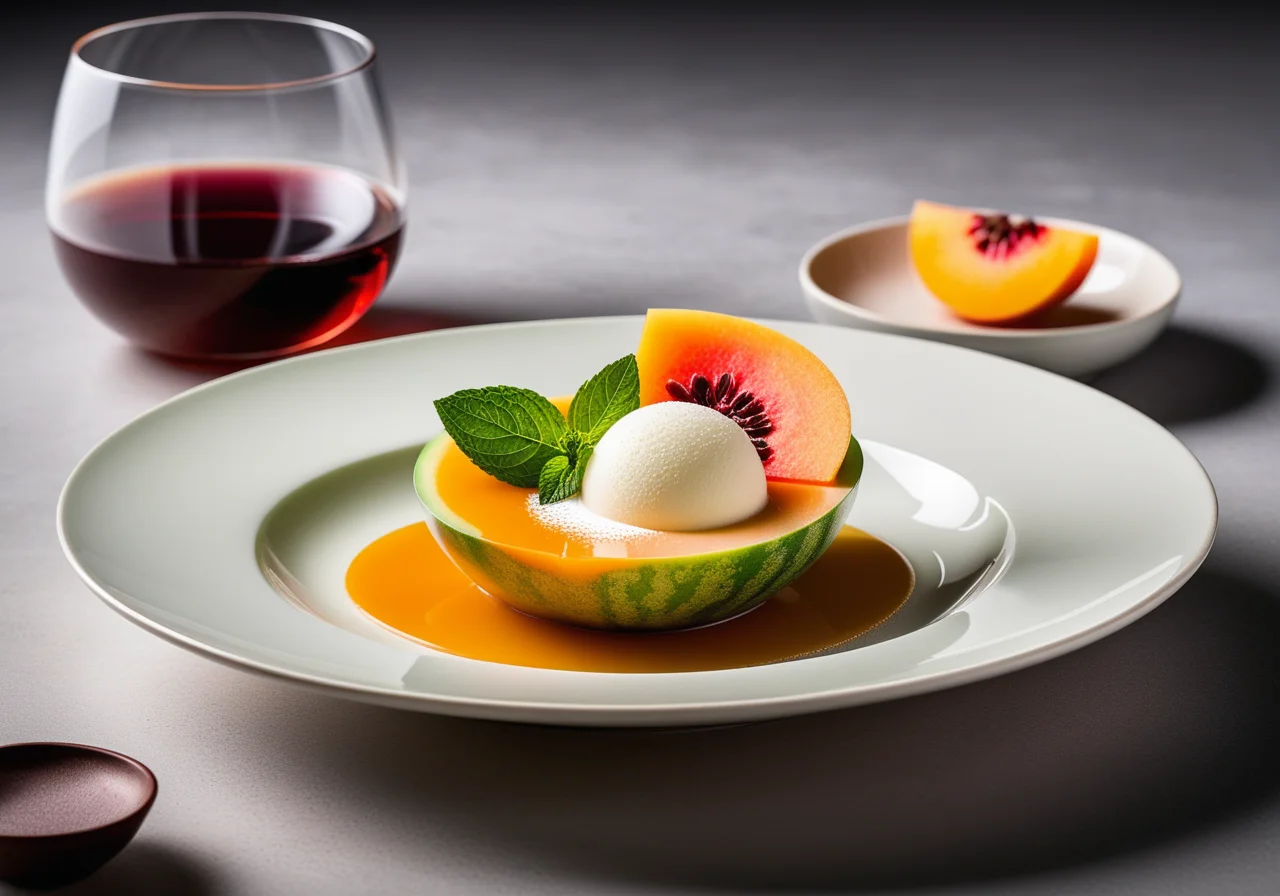 Melon Purée with Port Wine Foam