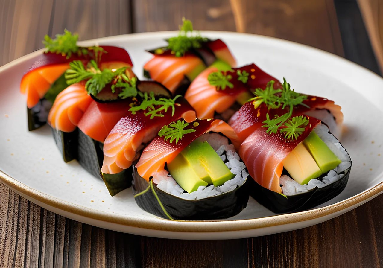 Sushi Rolls with Avocado and Tomato