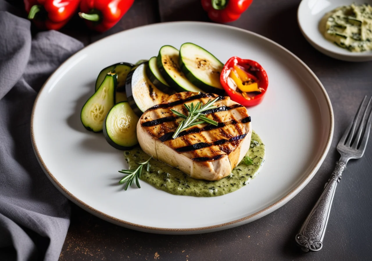 Chicken Breast Fillet with Herb Butter and Grilled Vegetables