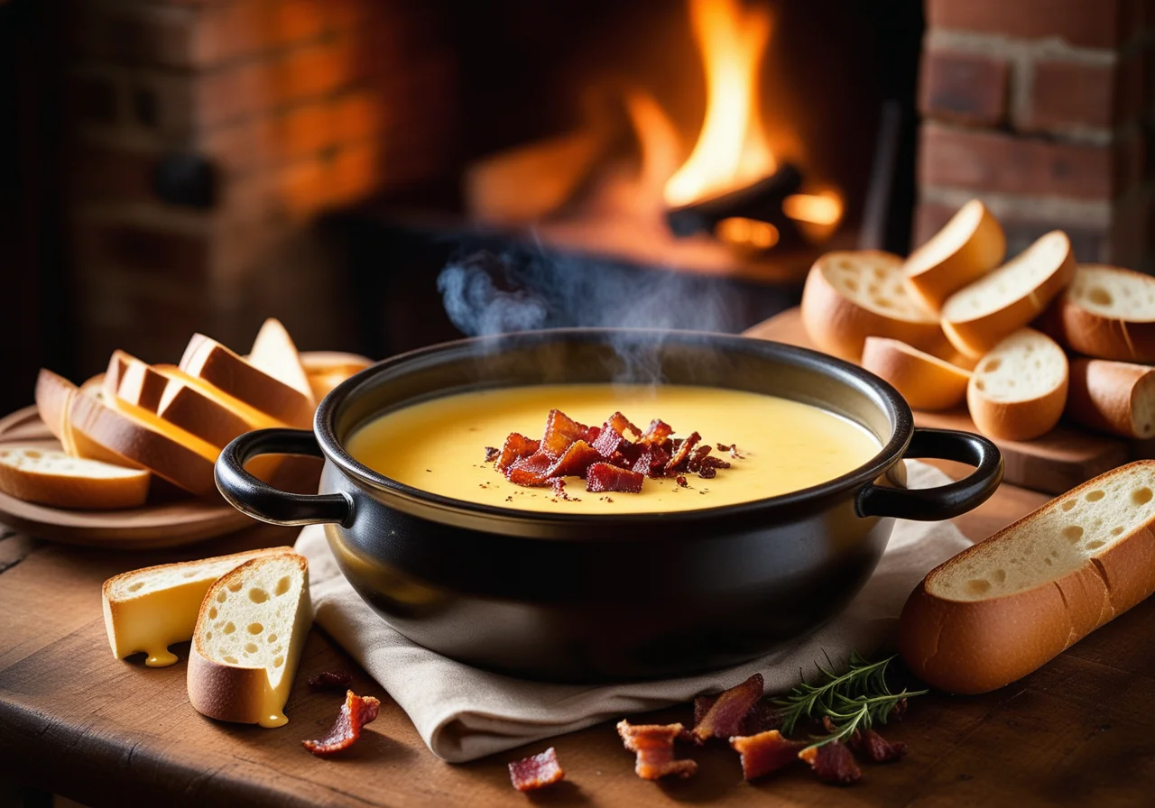 Cheese Fondue with Bacon