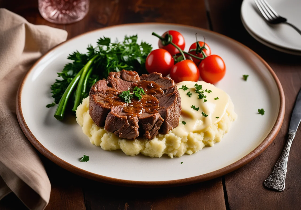 Braised Veal Cutlets with Lemon Mashed Potatoes