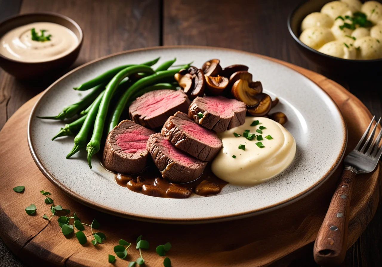 Steaks in Champignon-Rahmsauce