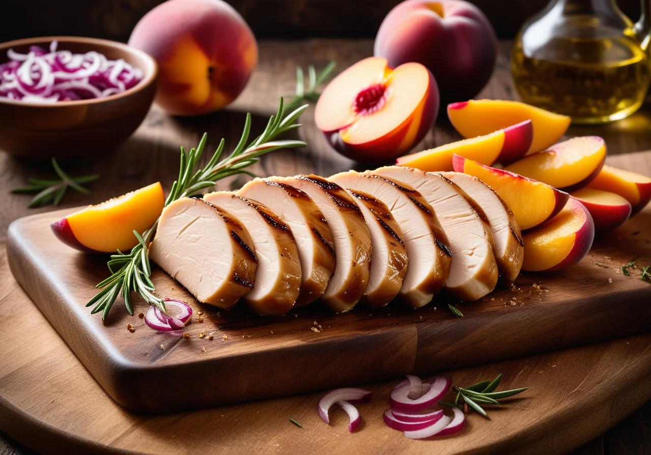 Chicken Breast with Peaches and Red Onions