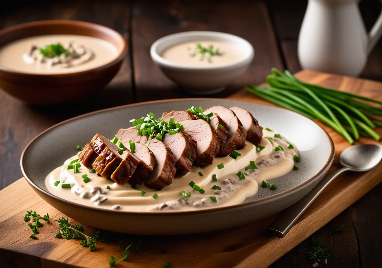 Creamy Pork Strips with Mushrooms