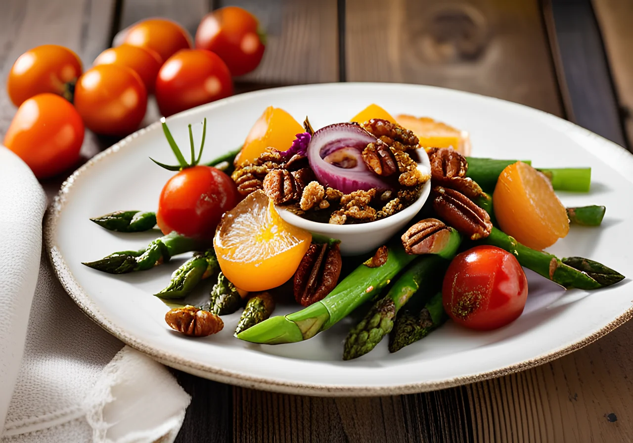 Leafy Salad with Green Asparagus
