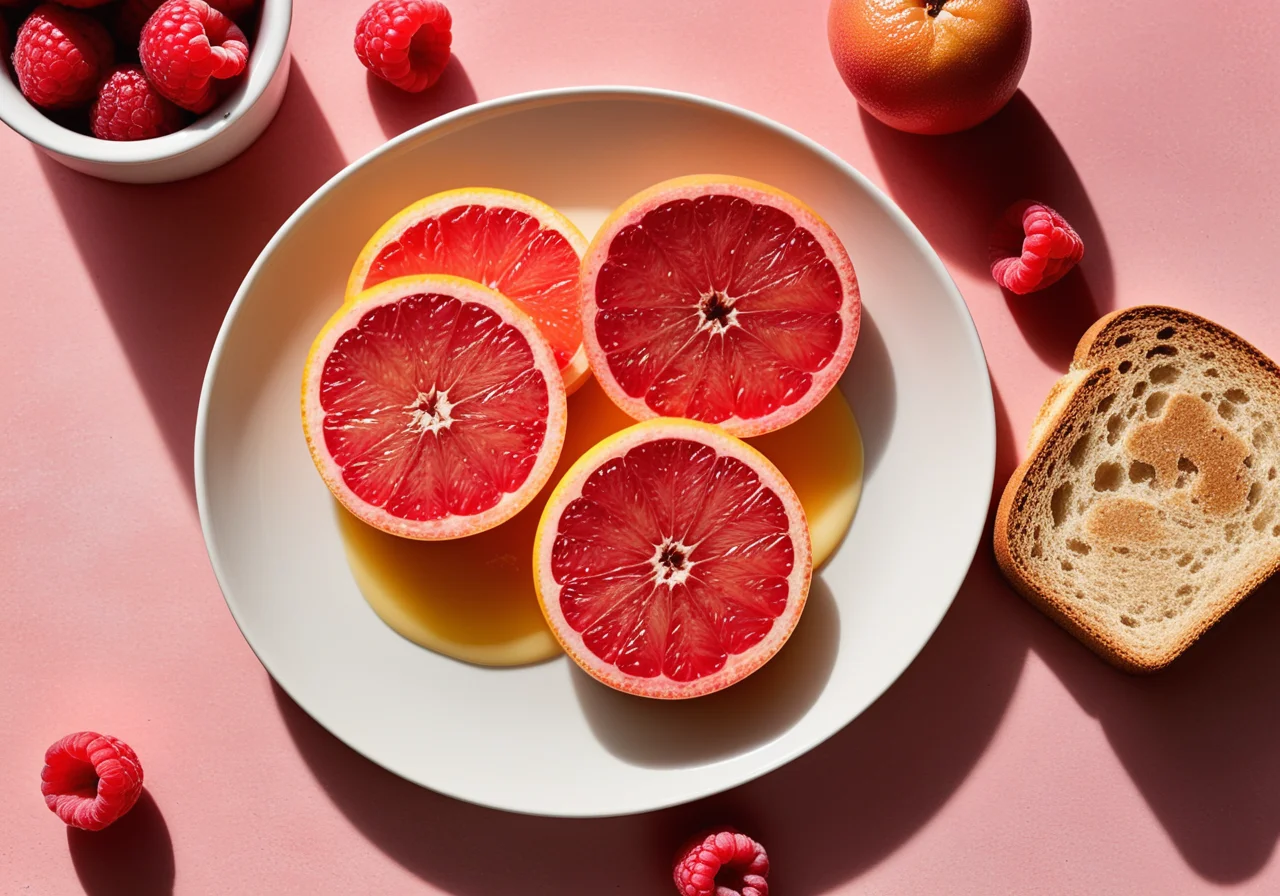 Breakfast with Grapefruit and Bread