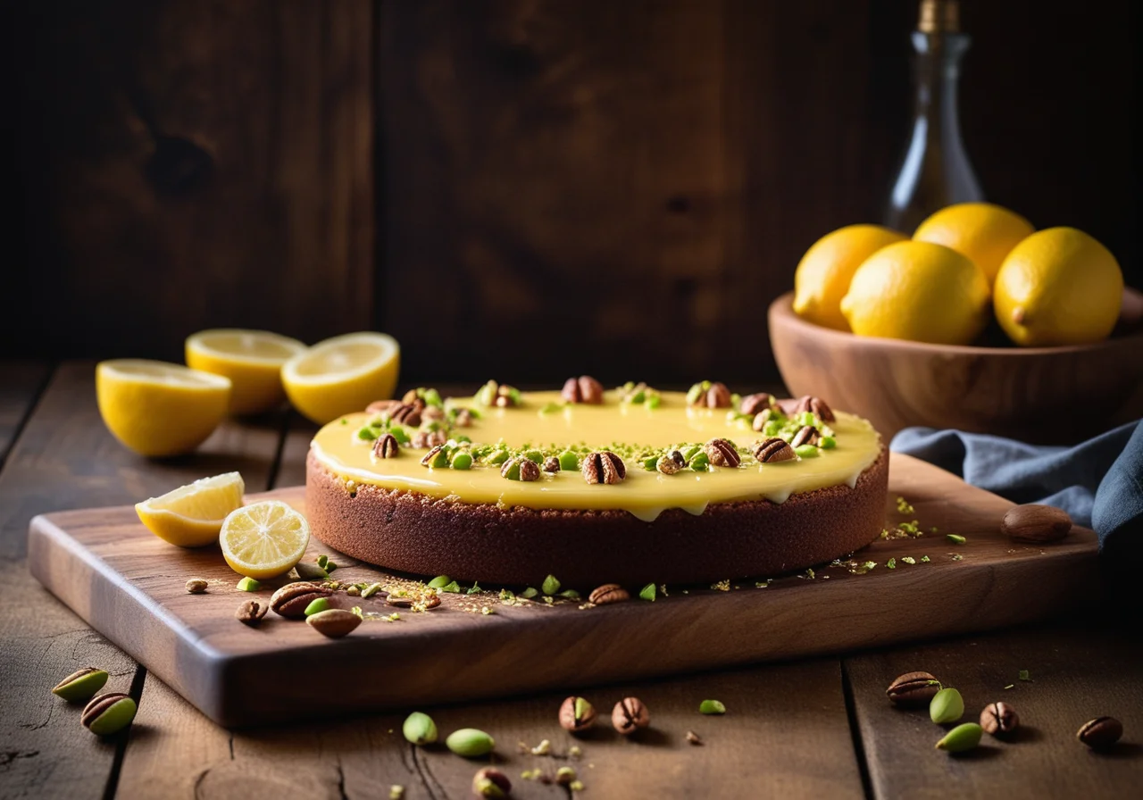 Lemon Semolina Cake with Walnuts
