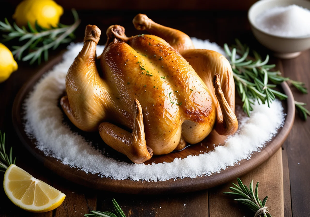 Poularde in der Salzkruste