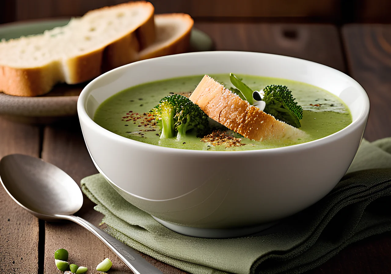Broccoli Soup with Sesame Bread