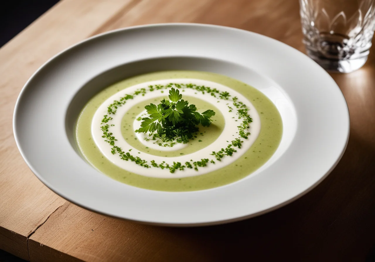 Wine Foam Soup with Baked Beans