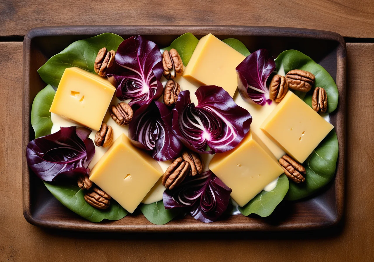 Radicchio salad with cheddar and pickled fruits