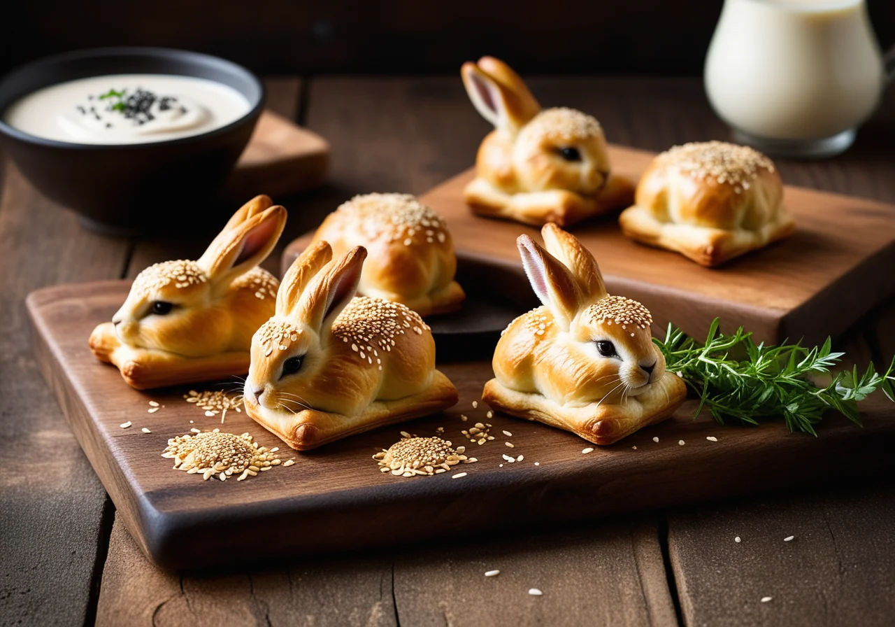 Sesam‑Blätterteiggebäck