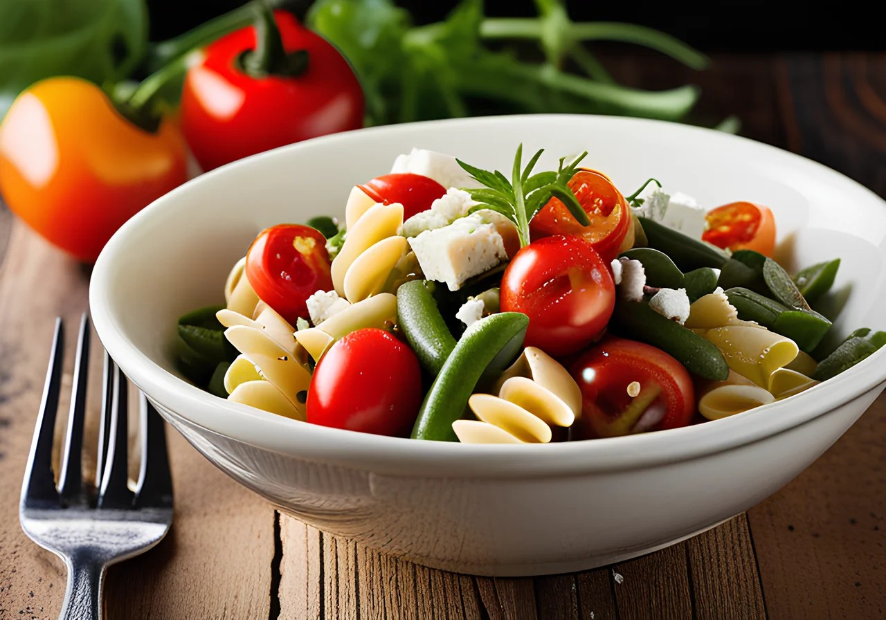 Colorful Pasta Salad with Beans and Feta
