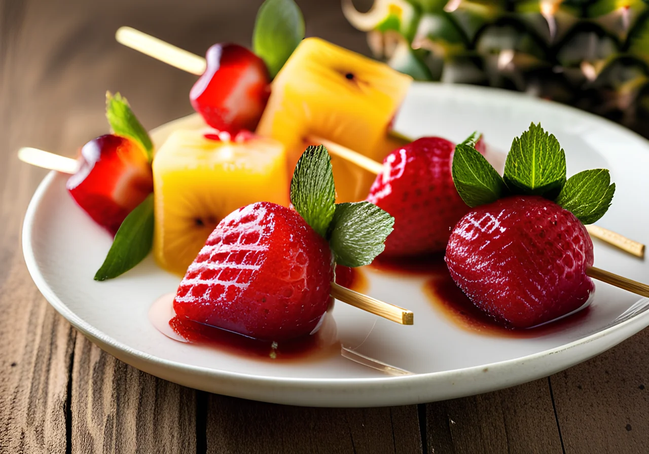 Iced Strawberry-Pineapple Skewers