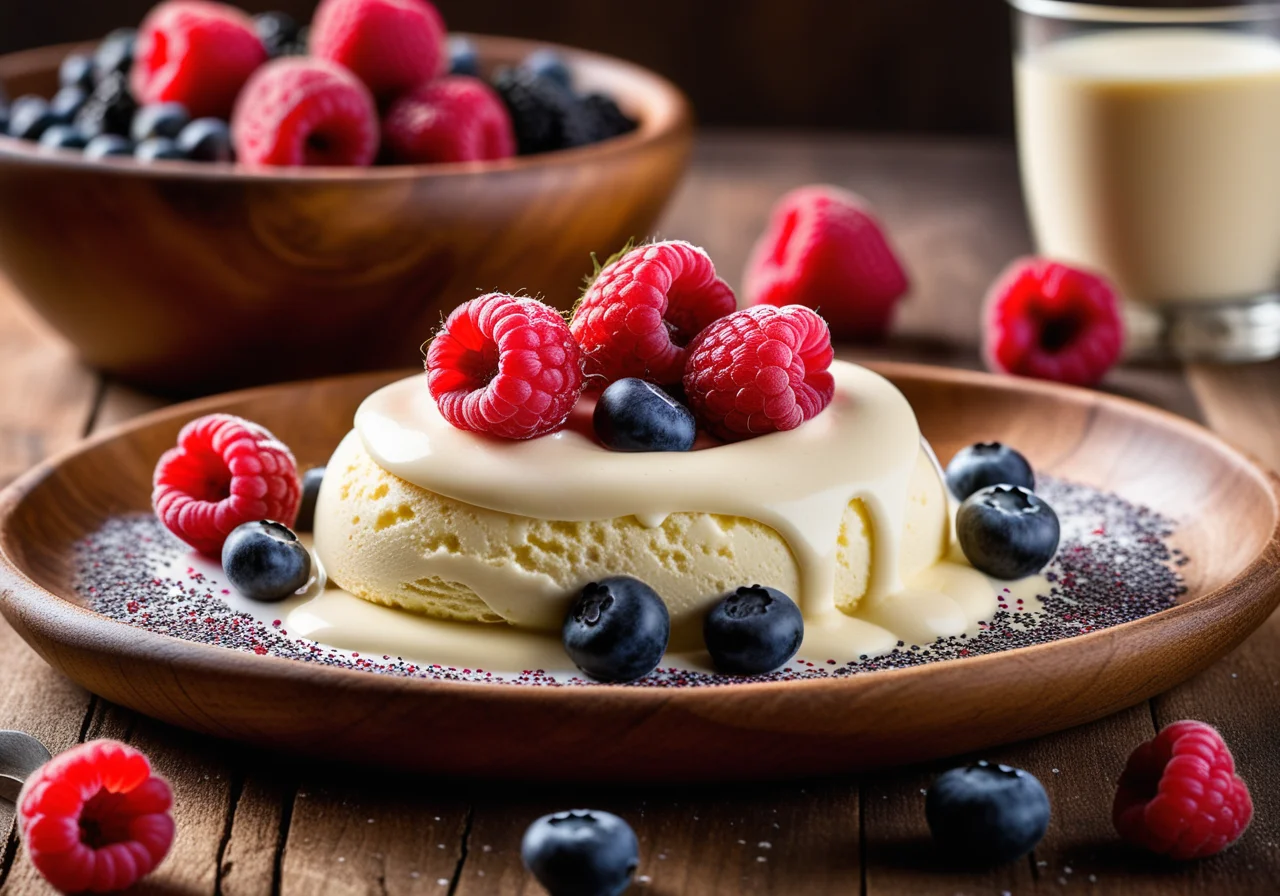 Vanilla Ice Cream with Poppy Seeds and Fruits