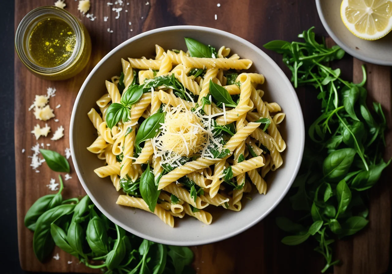 Pesto Pasta with White Beans, Parmesan and Lemon