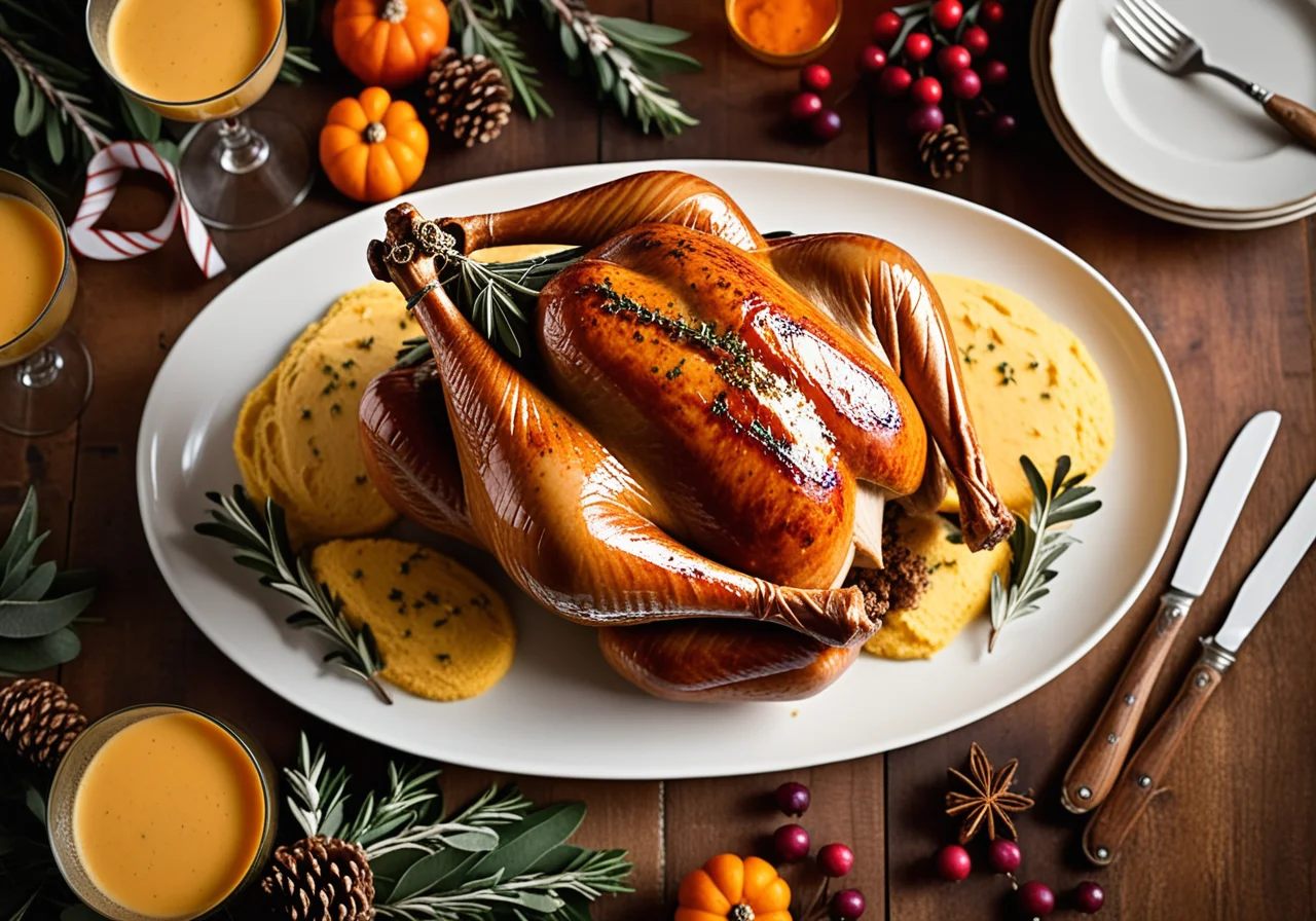 Christmas Stuffed Turkey with Vegetables and Polenta