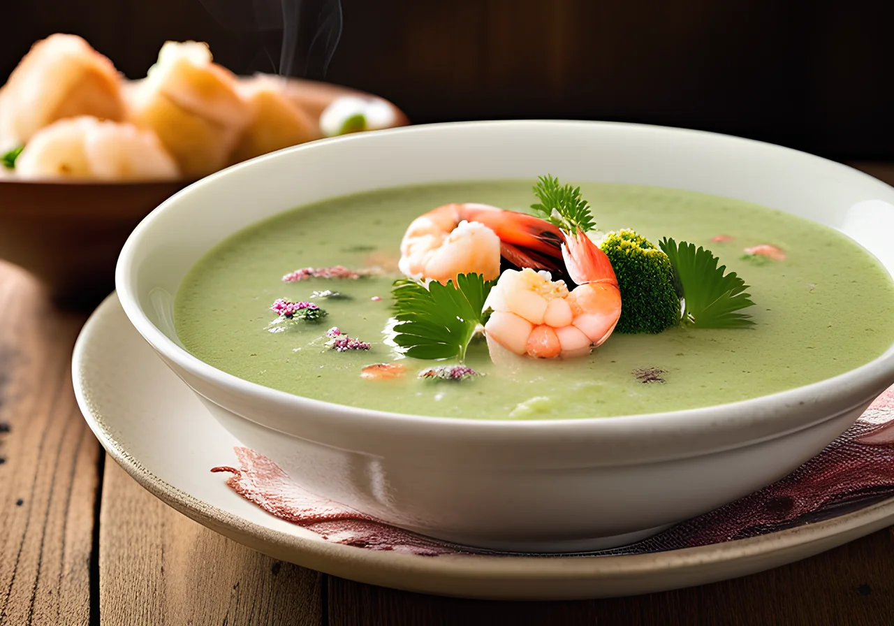 Broccoli Soup with Shrimp
