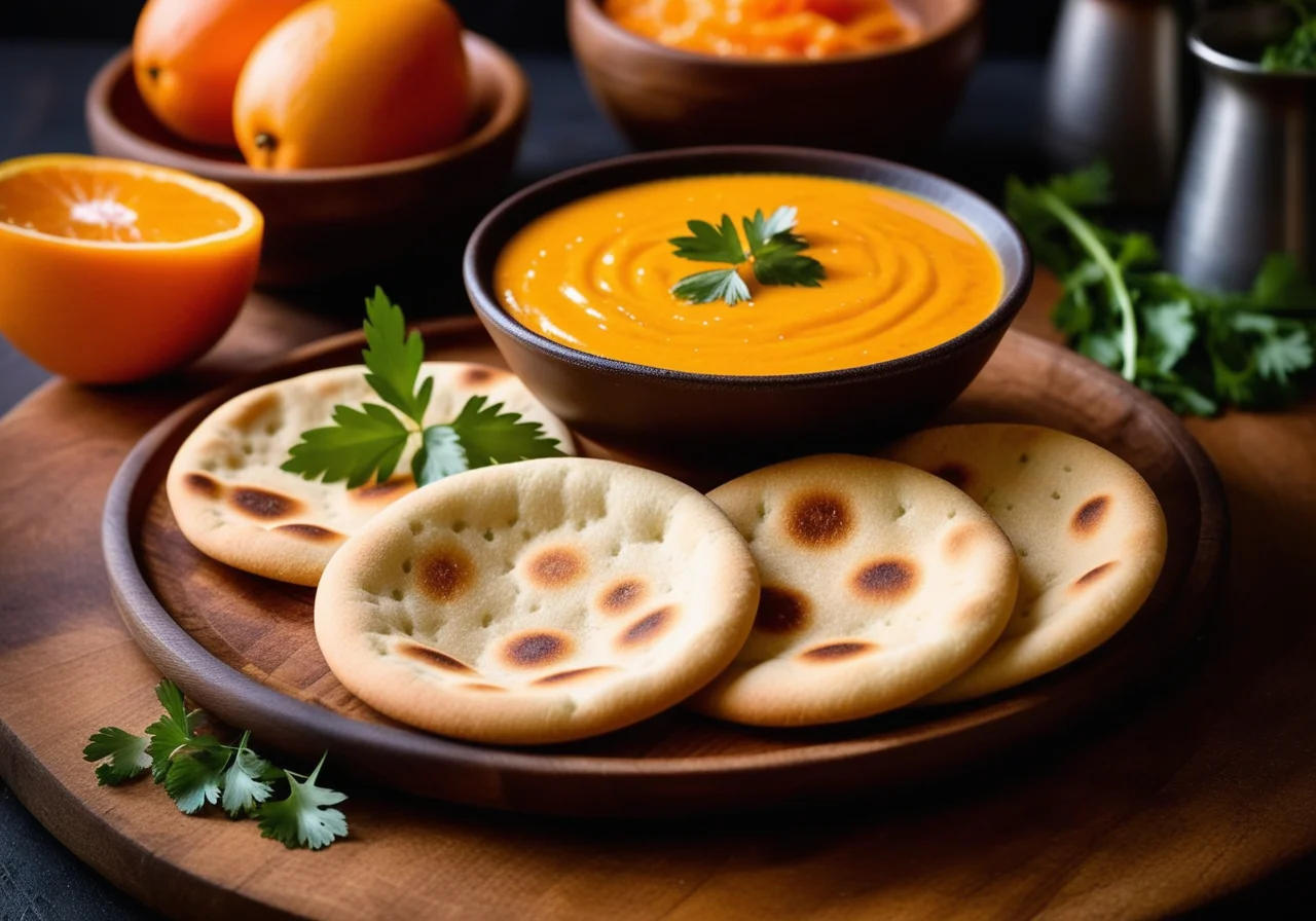 Indian Style Bread (Puri) with Mango Dip