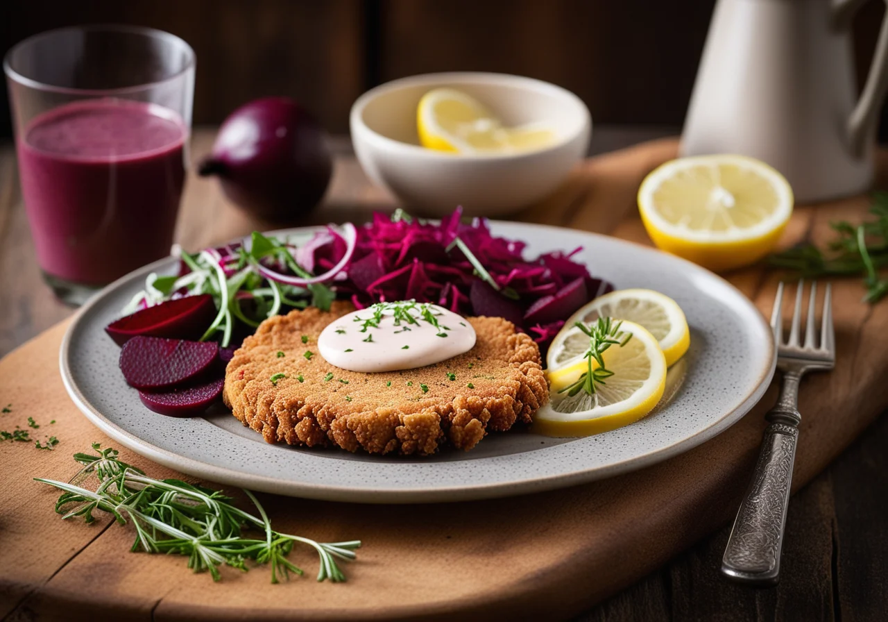 Schnitzel mit Meerrettich und Rote-Bete