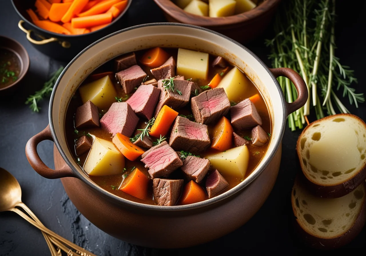 Elsässischer Eintopf mit Fleisch und Kartoffeln (Baeckeoffe)