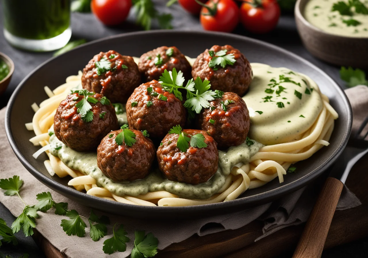 Ground Meatballs with Coriander Sauce