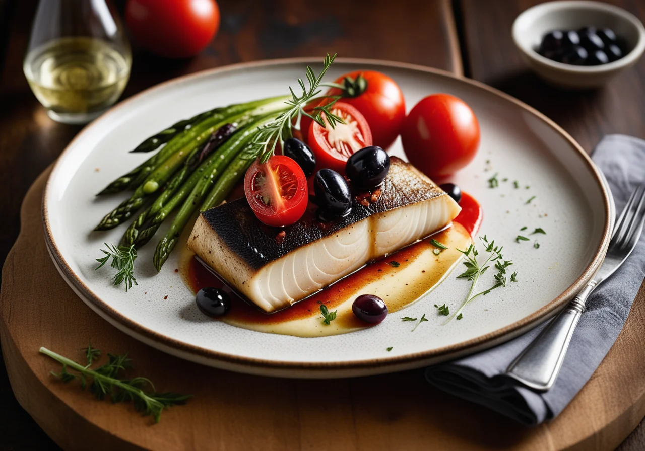 Sea Bass on Olive, Tomato and Fennel