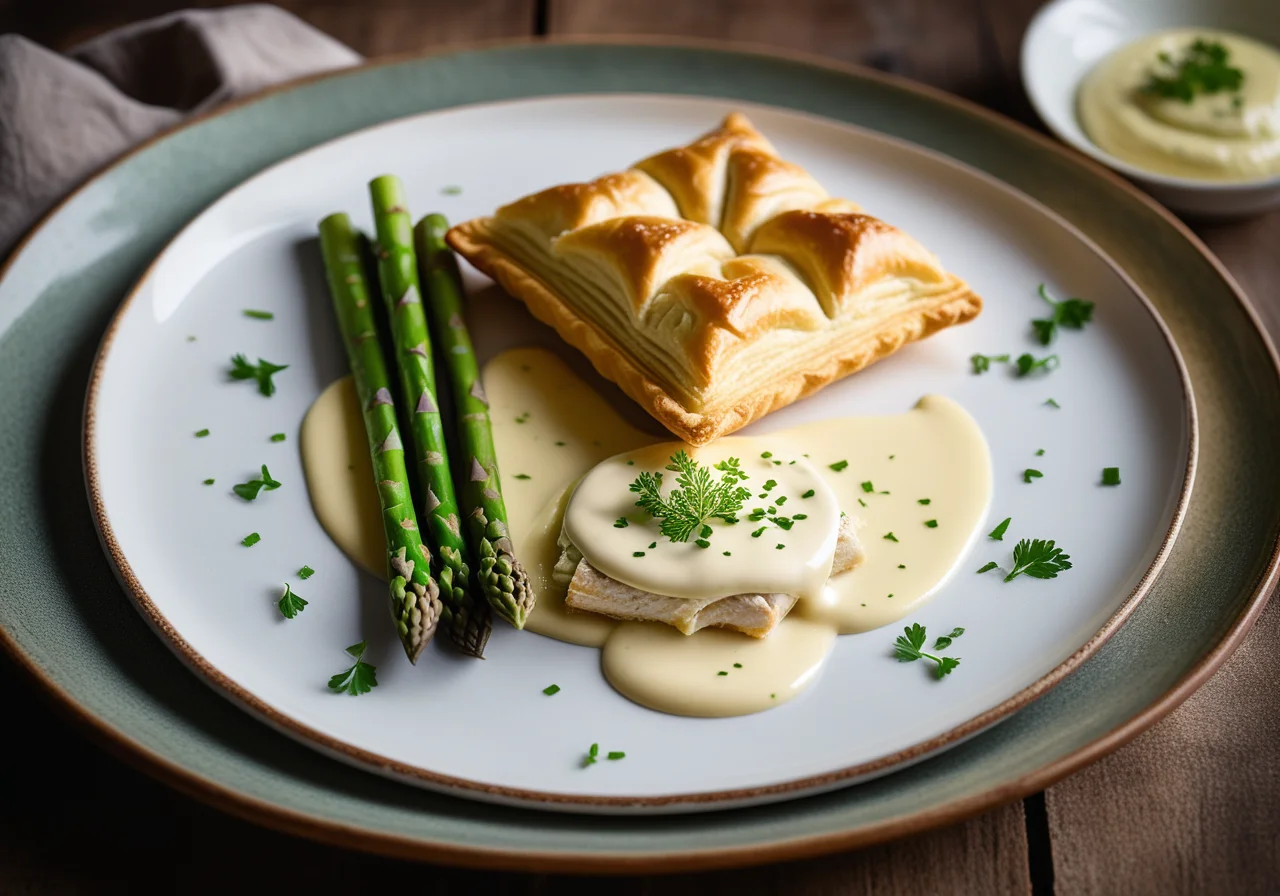 Pike Perch and Asparagus with Puff Pastry
