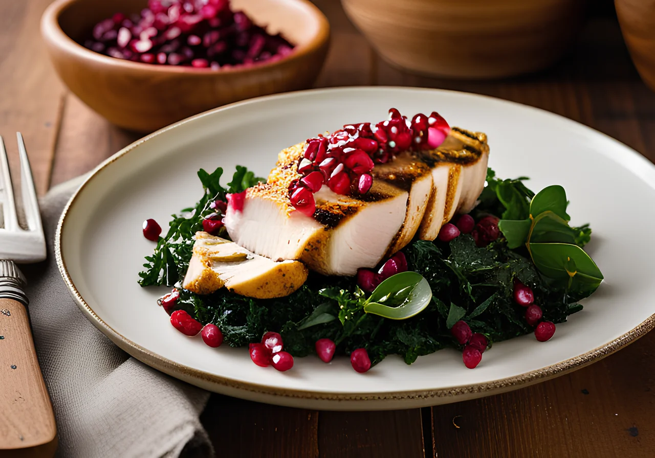 Spicy Lentil Kale Veggie with Chicken Breast and Grana Padano Herb Crust