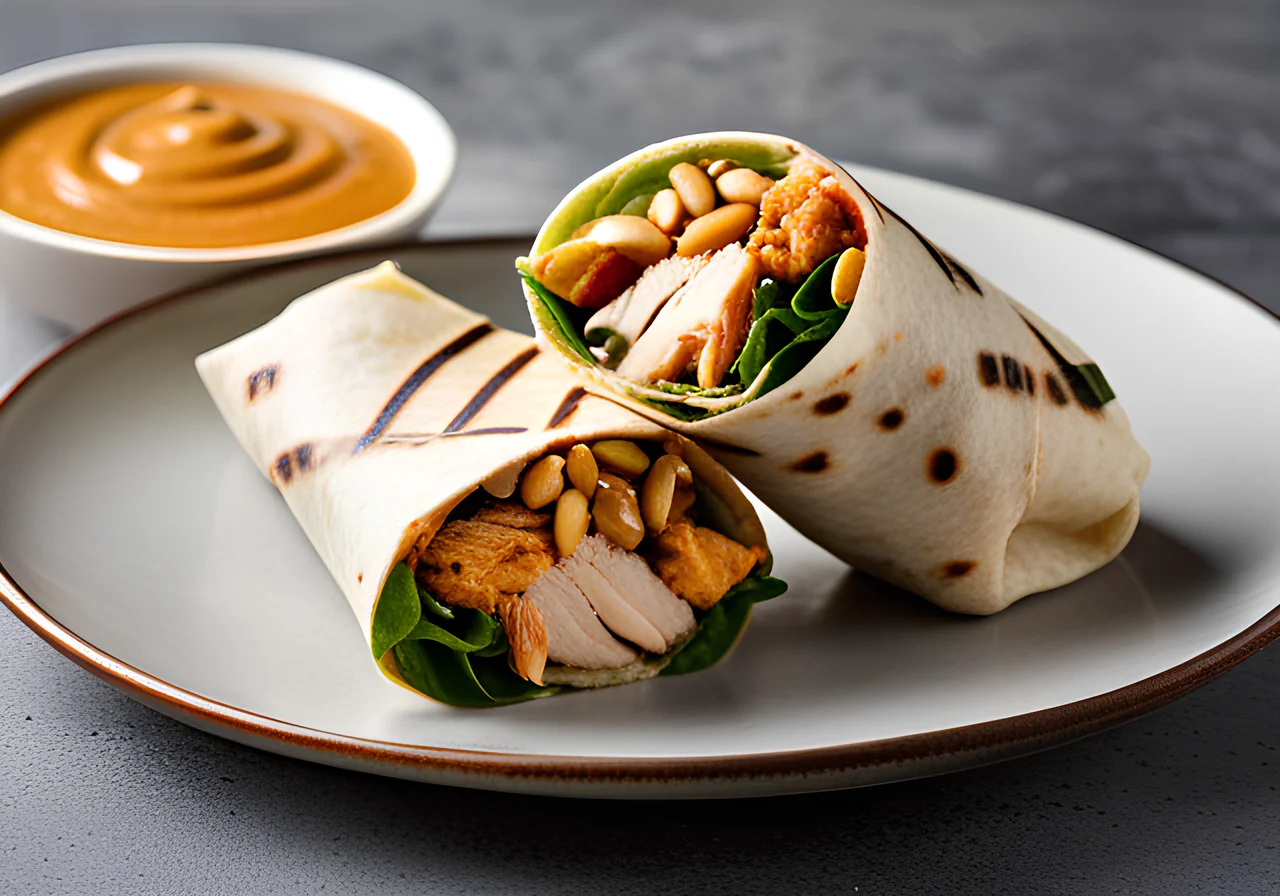 Chicken Wrap with Peanut Coconut Sauce