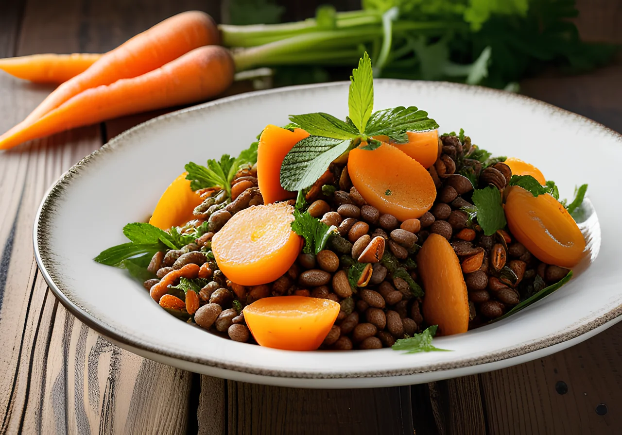 Carrot and Lentil Salad in Oriental Style