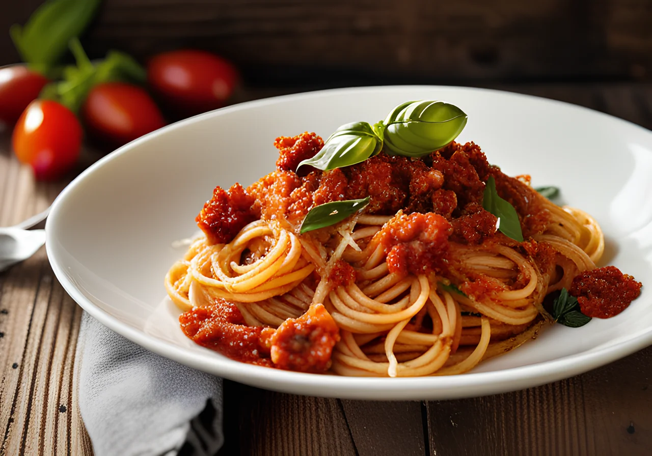 Spaghetti with Red Pesto