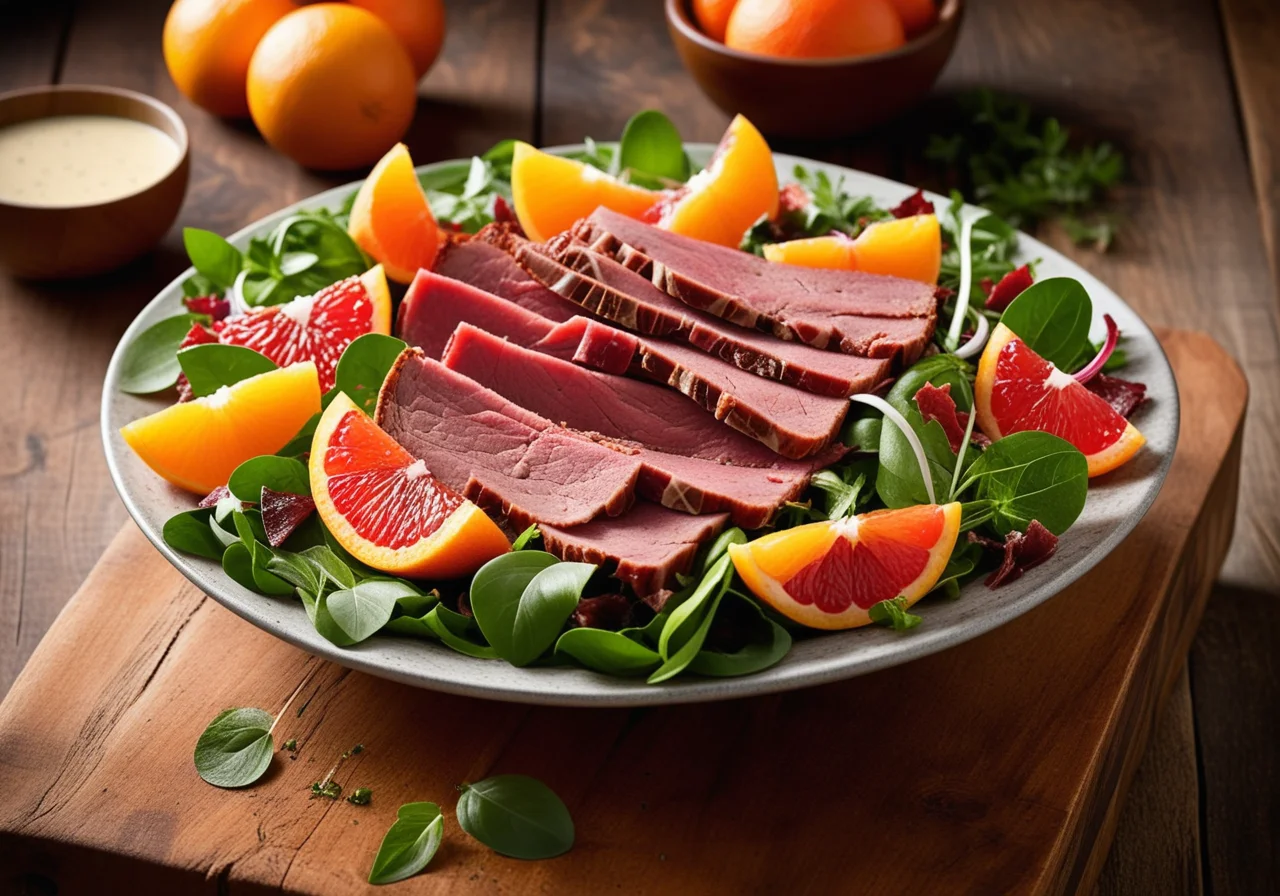 Salad with Smoked Meat and Grapefruit