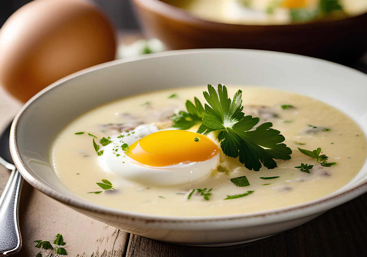 Potato Soup with Poached Egg