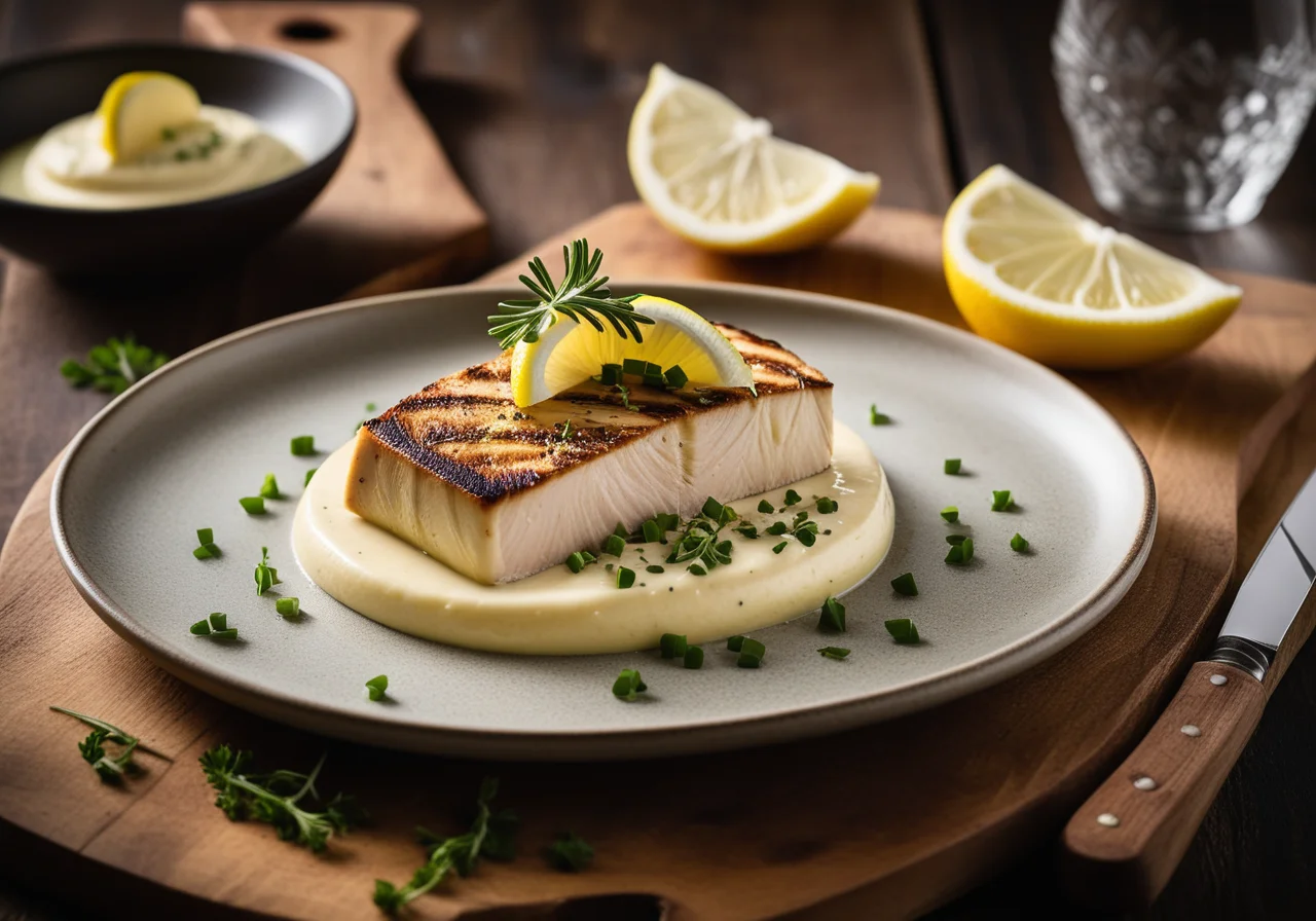 Potato Leek Purée and Swordfish