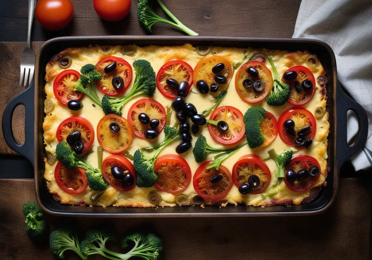 Potato Vegetable Gratin with Broccoli and Olives