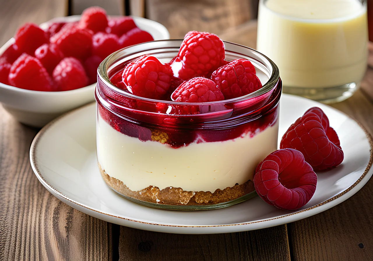 Cheesecake with Raspberries in a Glass