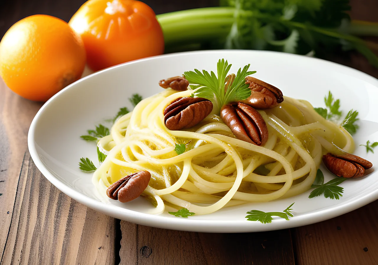 Celery Pasta with Pecans