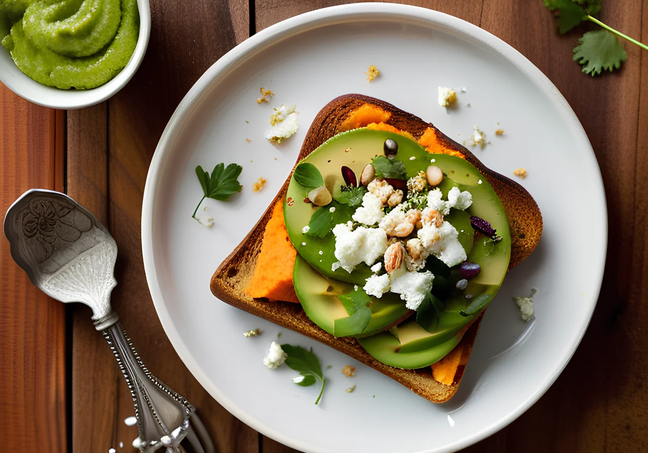 Sweet Potato Toast with Avocado Pea Puree