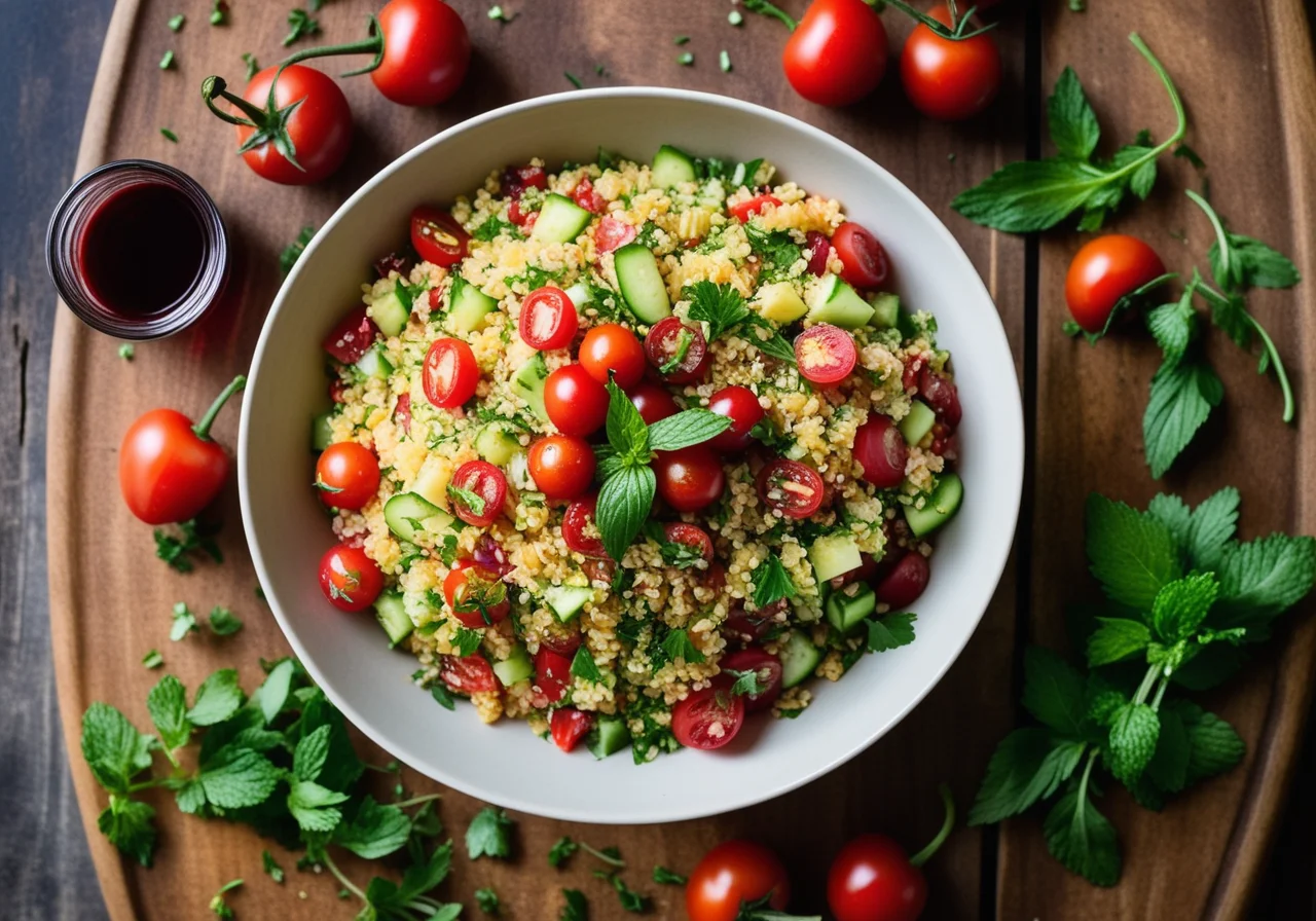 Bulgur salad with cherry juice