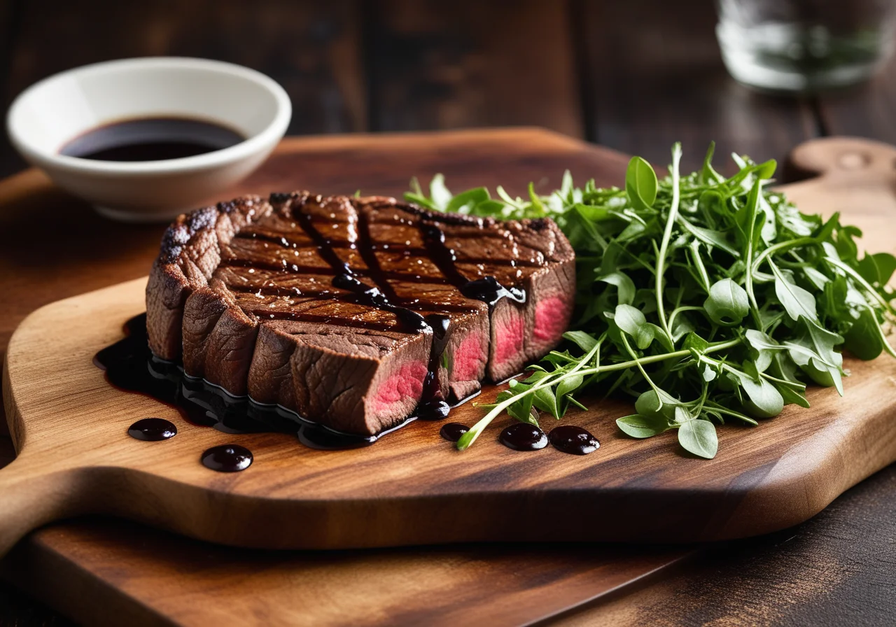 Rumpsteak with Arugula and Balsamic Sauce