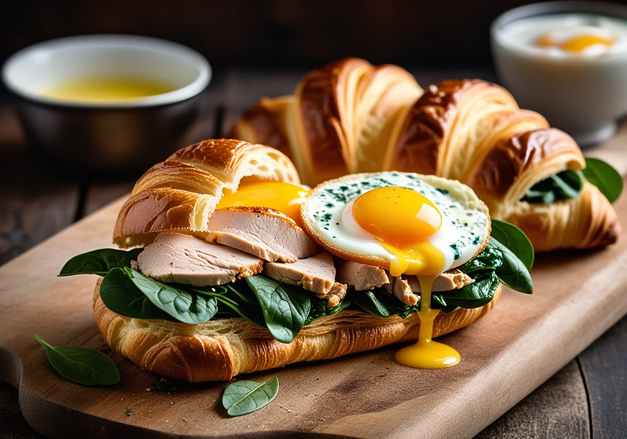 Spicy Croissant Filled with Chicken and Spinach