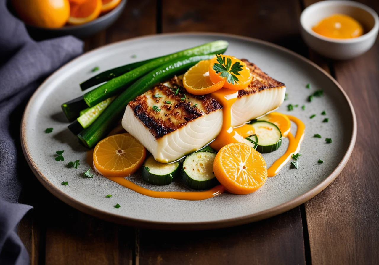 Cod with Orange Sauce and Vegetables