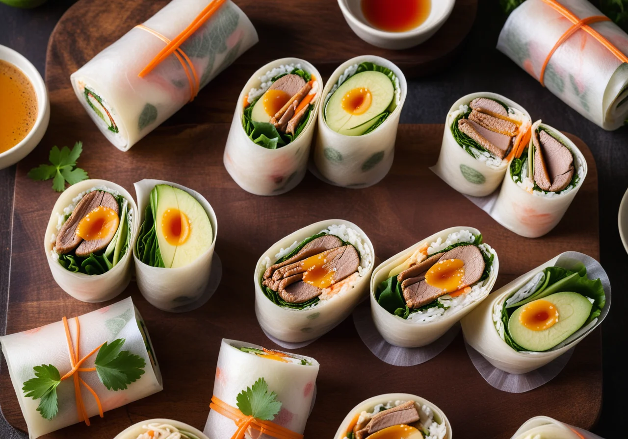 Rice Paper Rolls Filled with Duck