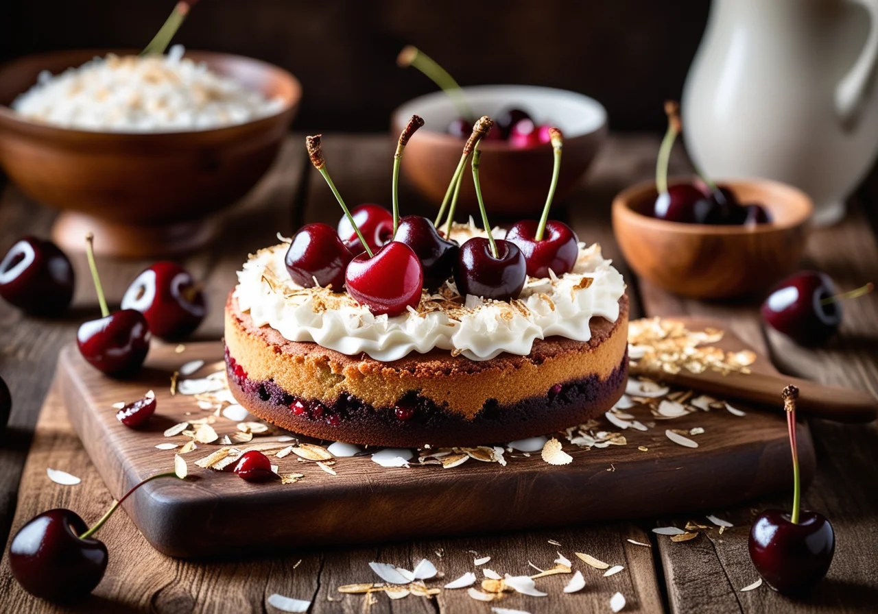 Cherry Cake with Coconut