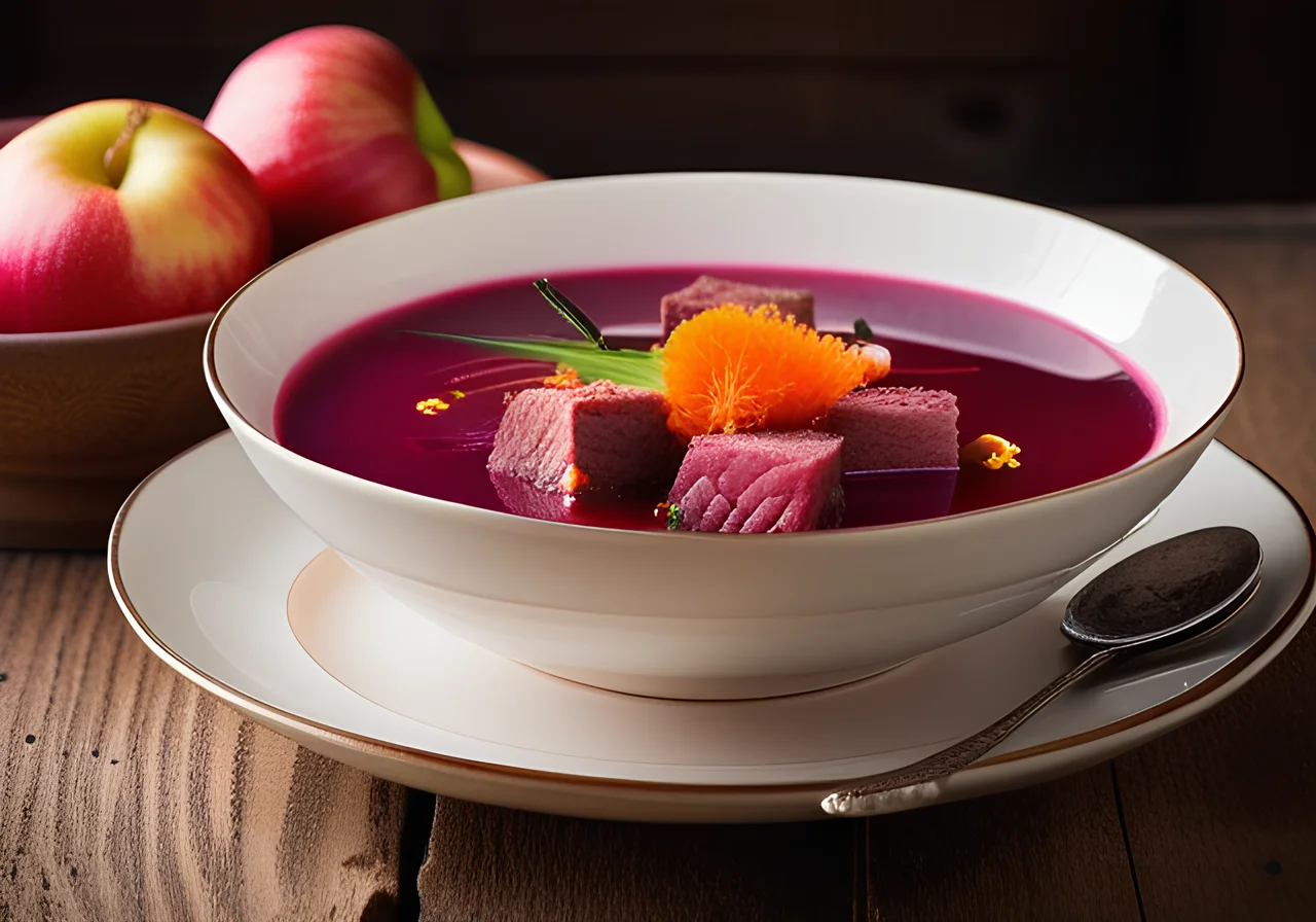 Beetroot Soup with Duck