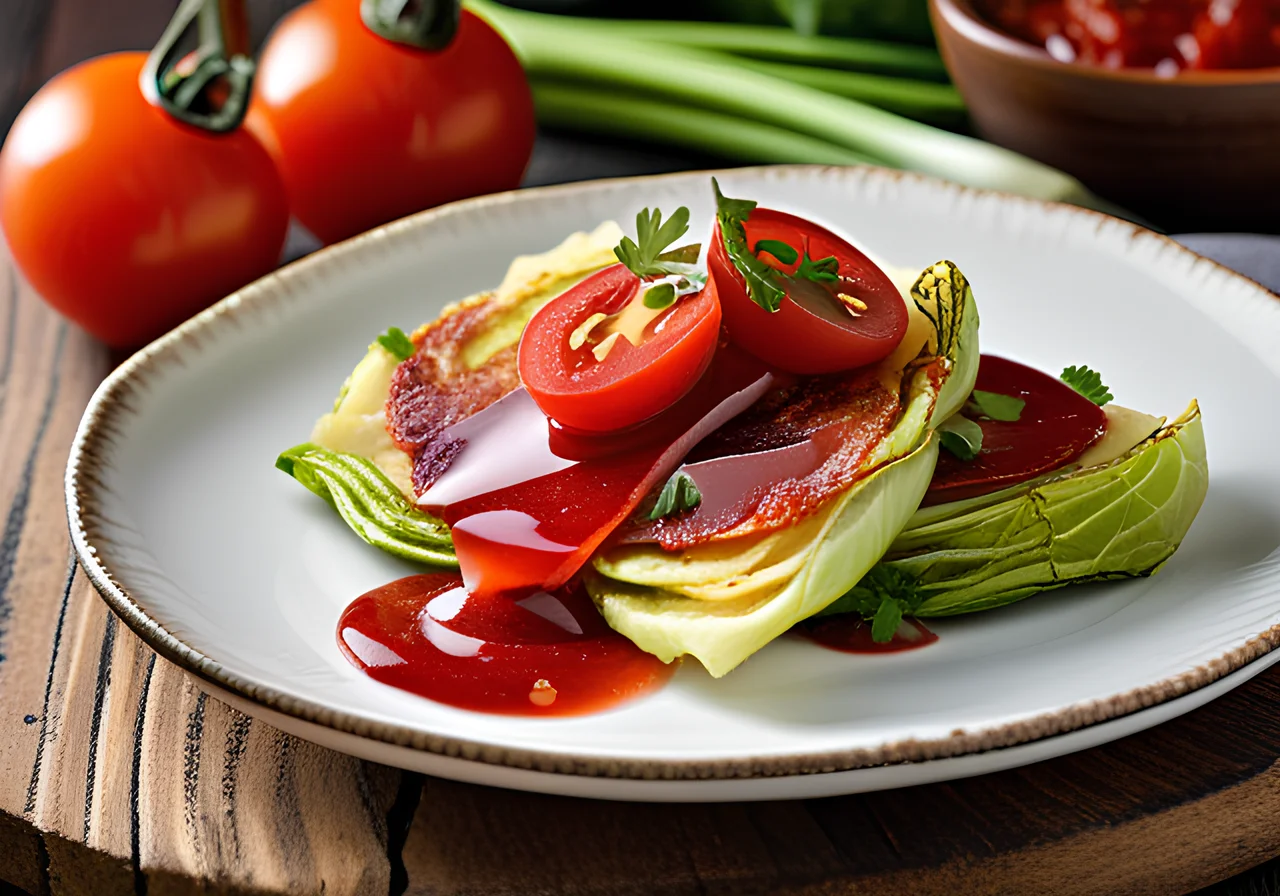Italian-Style Cabbage Omelette with Tomato Chutney