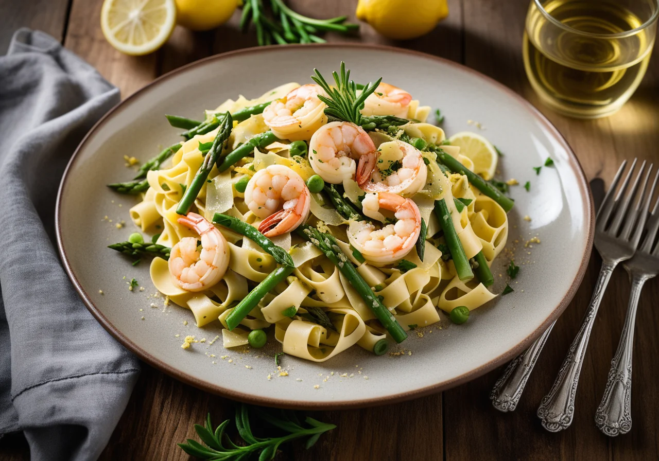 Tagliatelle with Shrimp and Vegetables