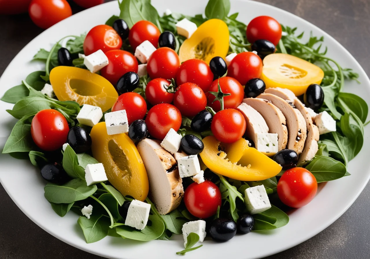 Chicken Salad with Arugula, Vegetables and Balsamic