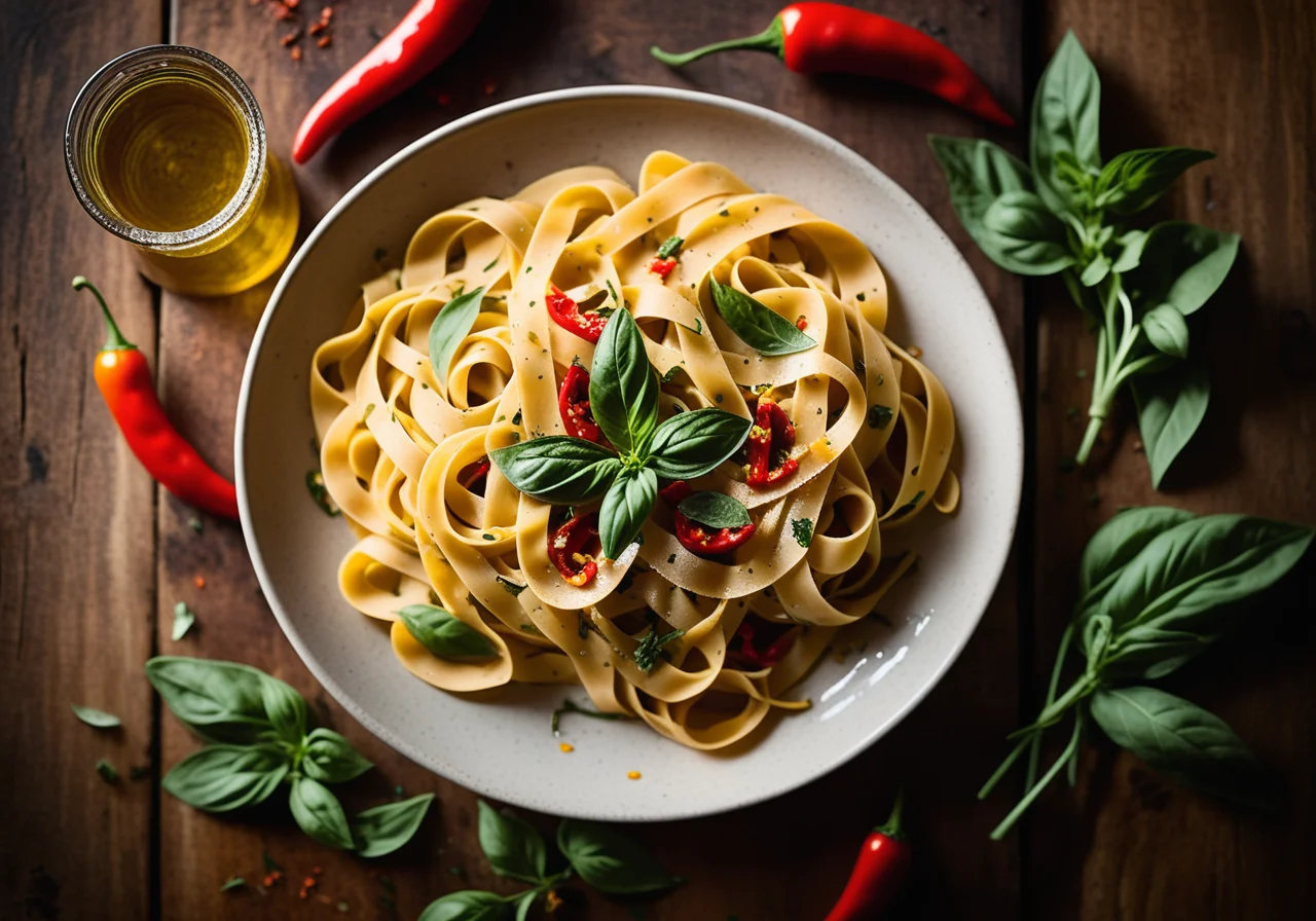 Herb Tagliatelle with Chili Oil